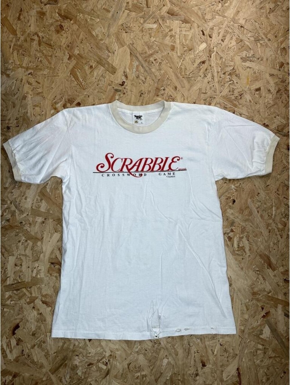 Vintage 1996 Scrabble Board Game T Shirt Mens XL White Ringer Tennessee River